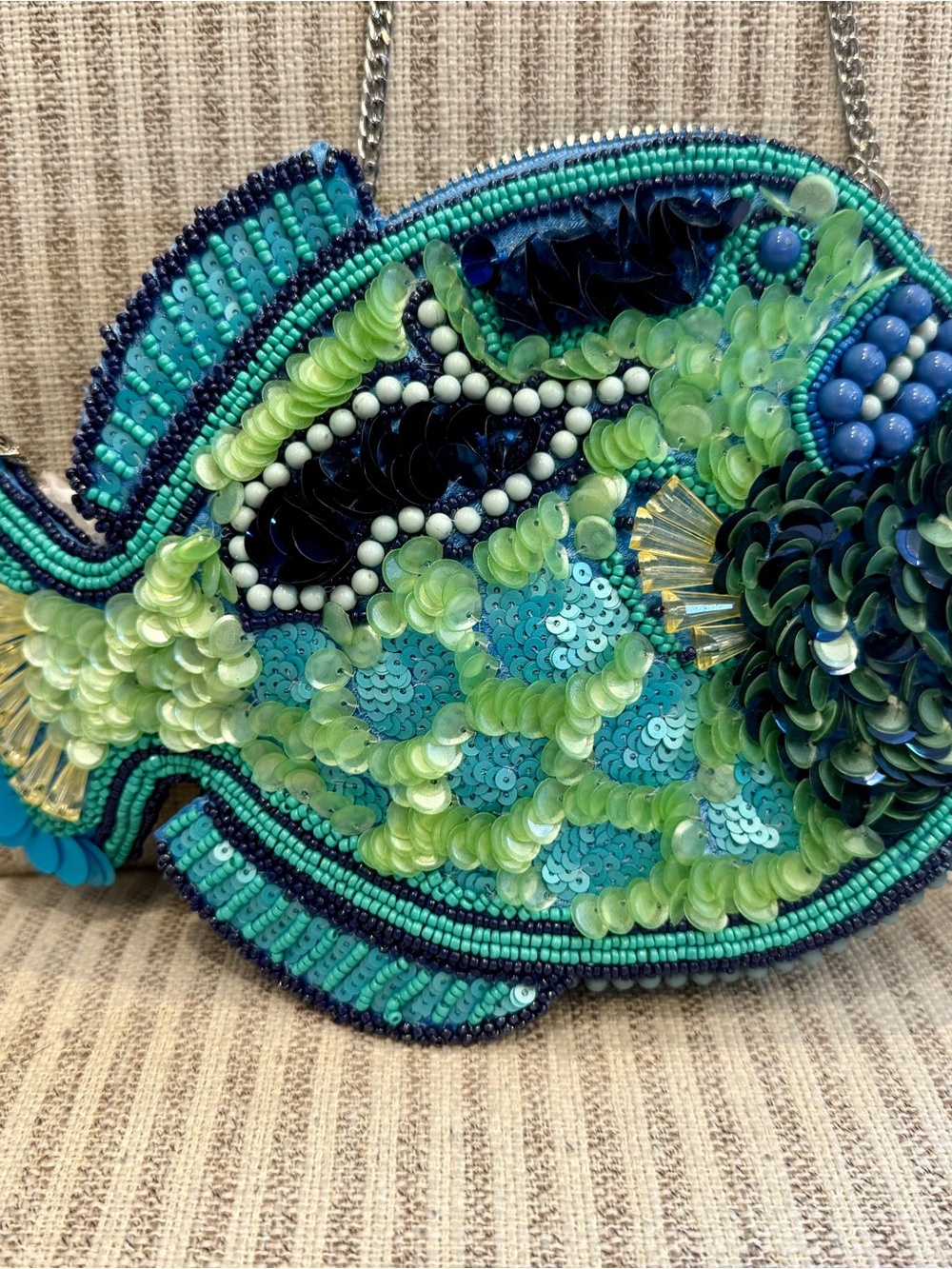 T.J.Maxx Teal, Lime & Navy Embellished Fish Crossbody Bag - Picture 2 of 6